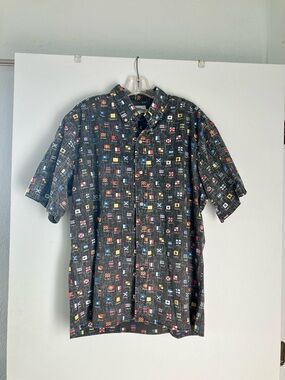 reyn spooner Button-Down Aloha Shirt with Multicolor Signal Flag Print